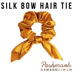 Silk Bow Hair Tie Scrunchie - Deep Golden Yellow